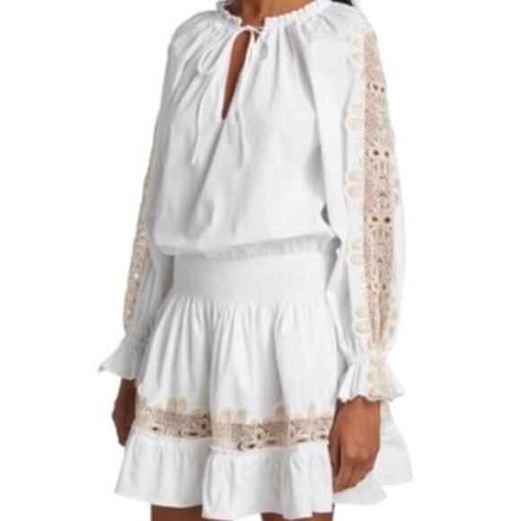 Ramy Brook NEW Dress Raina Cotton-Blend Poplin Mini Cream Size M $395 - Picture 8 of 9